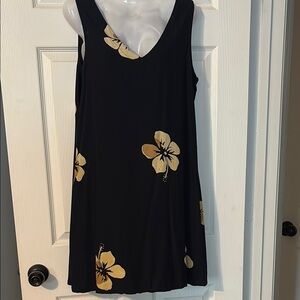 Black vintage peppermint bay Dress with Yellow Floral Design